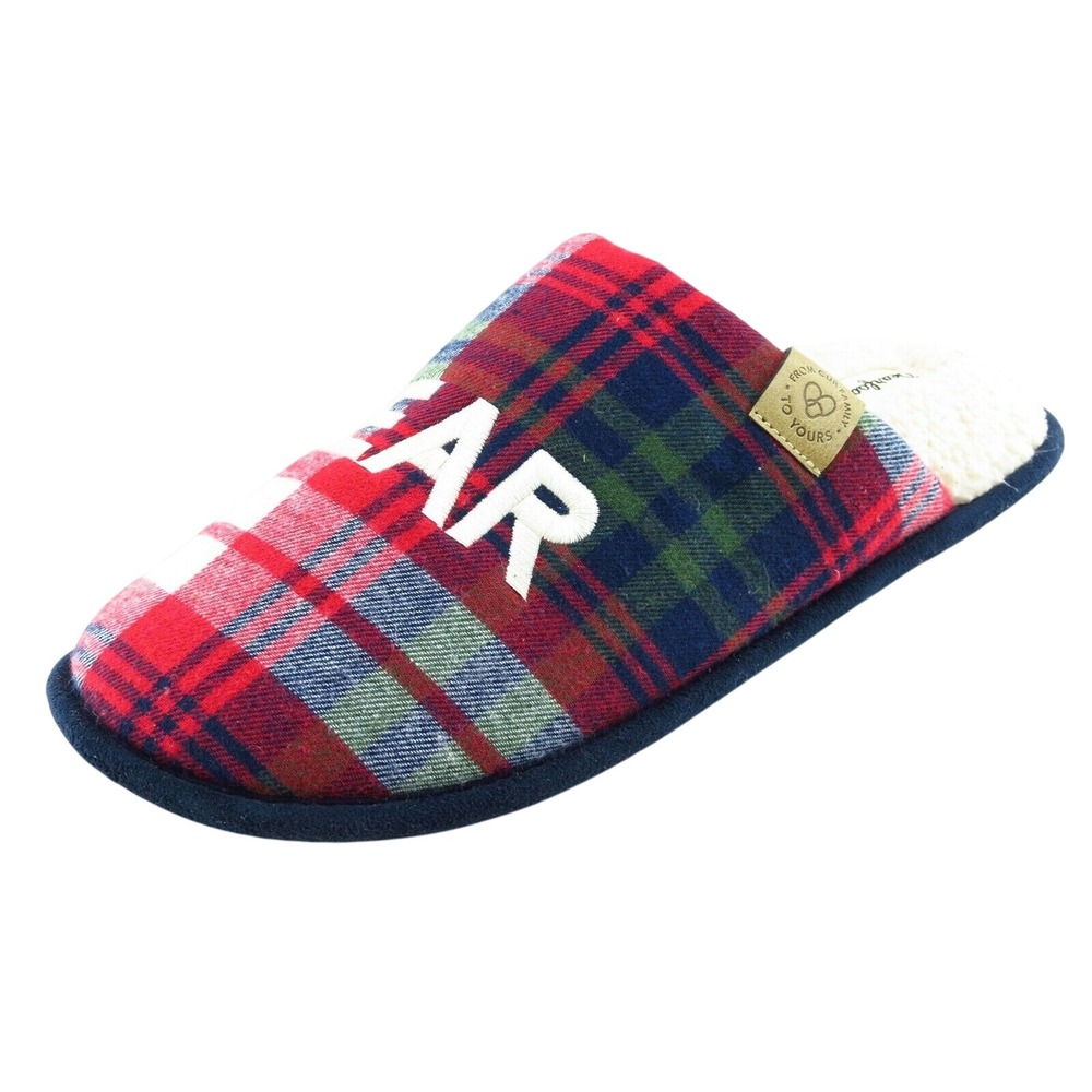 Dearfoams Sz‎ 9-10 M Red Mule Fabric Women Slippers Mama Bear